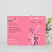 Navy, Pink, and White Floral Wedding Program (Standing Front)