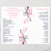 Navy, Pink, and White Floral Wedding Program (Back)