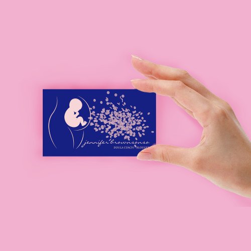Navy Pink Baby Doula Birth Coach Pregnant Business Card