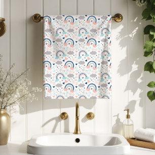 Navy Pink Bath Towels Rainbow Boho Kids Surprise