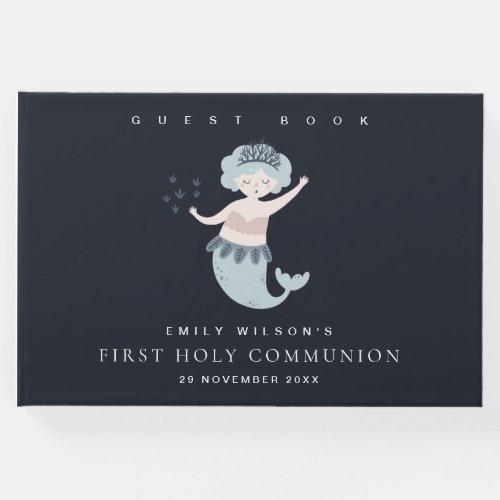 NAVY PINK BLUE MERMAID KIDS FIRST HOLY COMMUNION GUEST BOOK