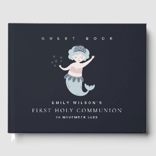 NAVY PINK BLUE MERMAID KIDS FIRST HOLY COMMUNION GUEST BOOK