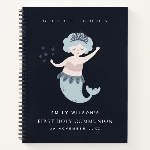 NAVY PINK BLUE MERMAID KIDS FIRST HOLY COMMUNION NOTEBOOK