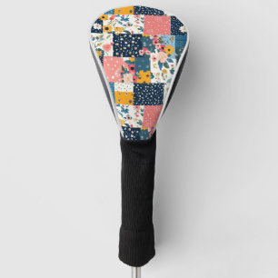 Navy Pink Cottagecore Floral Patchwork Golf Head Cover