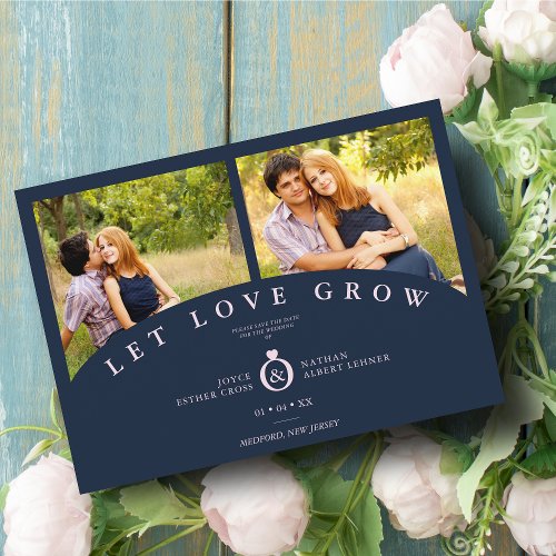 Navy Pink Elegant 2 Photos let Love Grow Wedding