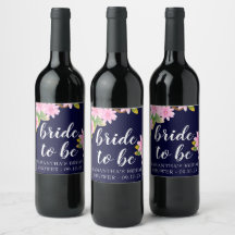 Navy & Pink Floral "Bride to be" Elegant Shower