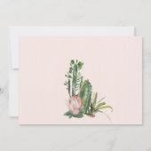 NAVY PINK FLORAL DESERT CACTI FOLIAGE WATERCOLOR SAVE THE DATE (Back)