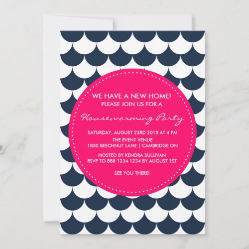 Navy &amp; Pink Nautical Housewarming Party Invitation