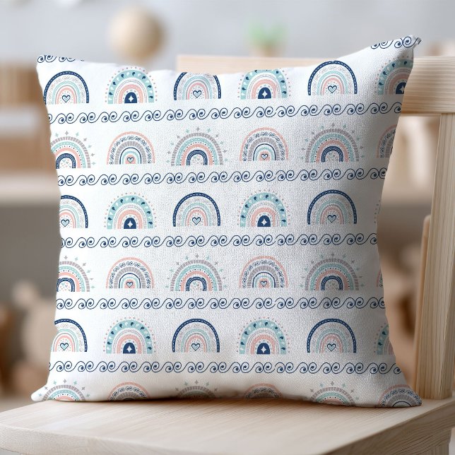 Navy Pink Pillow Rainbow Boho Baby Room Style (Navy Pink Pillow Rainbow Boho Baby Room Style)