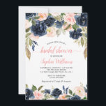 Navy & Pink Roses Floral Bridal Shower Invitation<br><div class="desc">*** Please enter H032 in the store search to find all matching items *** Or visit our Navy Blue & Blush Floral Collection. *** This high-quality design is easy to customize to match your shower colors, styles and theme. For further customization, please click the "Edit using Design Tool" link and...</div>