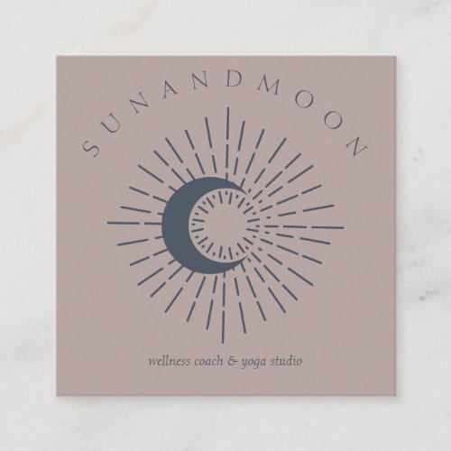 Navy Pink Sun Moon Spiritual Solar Energy Square Business Card