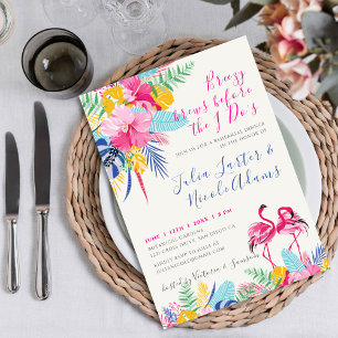 Navy Pink Tropical Wild Forest Rehearsal Dinner Invitation