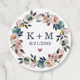Navy Pink Wedding Bridal Shower Monogram Thank You Favor Tags
