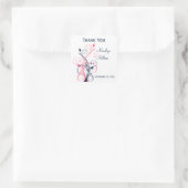 Navy Pink White Floral 1.5" Wedding Sticker (Bag)