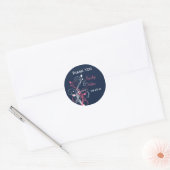 Navy Pink White Floral 1.5" Wedding Sticker (Envelope)