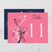 Navy Pink White Floral Table Number Postcard (Front/Back)