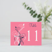 Navy Pink White Floral Table Number Postcard (Standing Front)