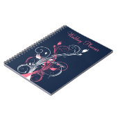 Navy Pink White Floral Wedding Planner Notebook (Left Side)