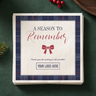 Navy Plaid Corporate Holiday Party Napkins