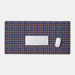 Navy plaid desk mat for men gaming coding