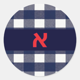 Navy plaid upsherin sticker