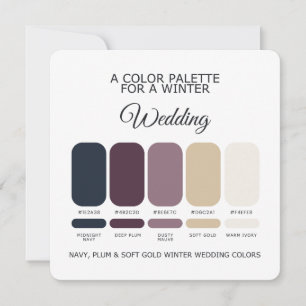 Navy Plum Soft Gold Winter Wedding Palette Card