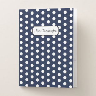 Navy Polka Dot School Class Teacher's Folders