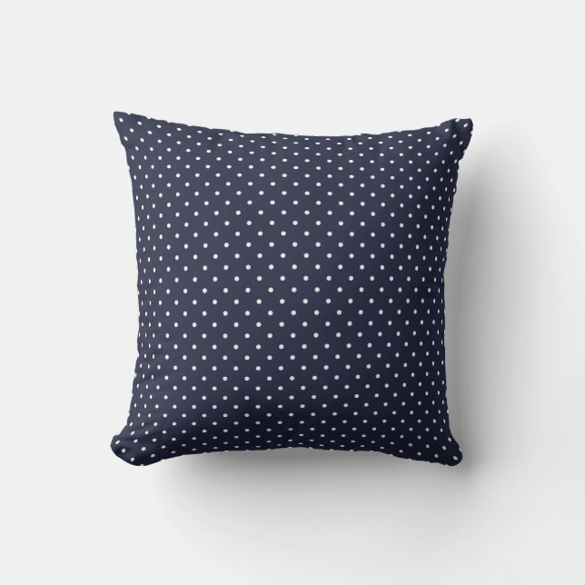 Navy Polka Dot Throw Pillow (Front)