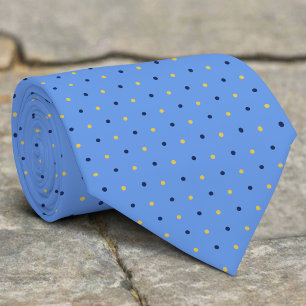 Navy Polka Dots On Blue Background Groomsmen Neck Tie