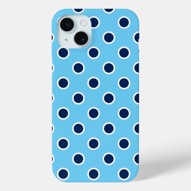 Navy Polka Dots on Bright Blue Case-Mate iPhone Case (Back)