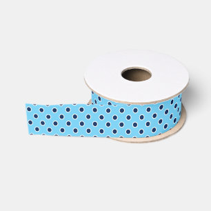 Navy Polka Dots on Light Blue Grosgrain Ribbon