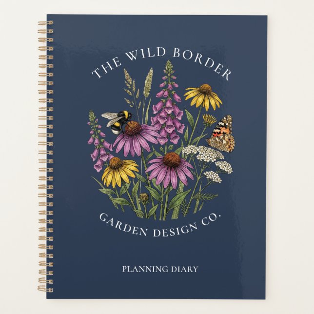 Navy Pollinator Garden Undated Diary Planner  (Front)
