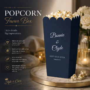 Navy Popcorn Favor Box for Elegant Celebrations
