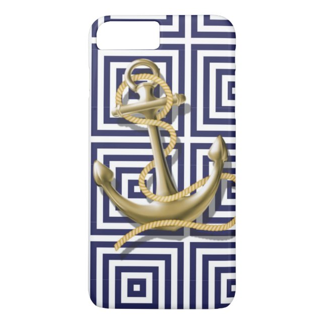 navy preppy pattern nautical anchor Case-Mate iPhone case (Back)