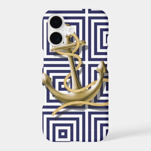 navy preppy pattern nautical anchor iphone case (Back)