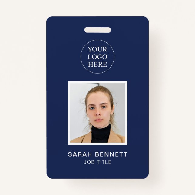 Navy Professional Employee Office Photo ID Company Badge (Front)