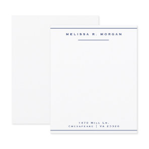 Navy  Professional Name Address Stationery Paper