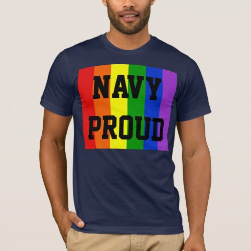 Navy Proud Gay Rainbow Dark T_Shirt