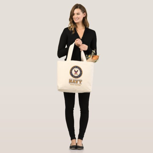 Navy _ Proud Mother Large Tote Bag