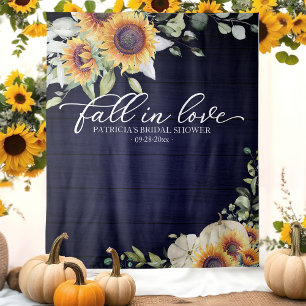 Navy Pumpkin Greenery Fall Bridal Shower Backdrop