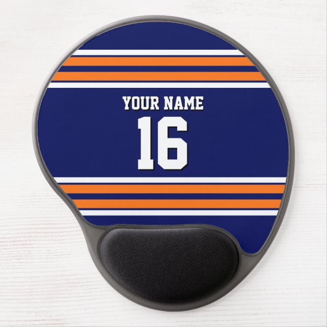 Navy Pumpkin Orange Team Jersey Custom Number Name Gel Mouse Pad (Front)