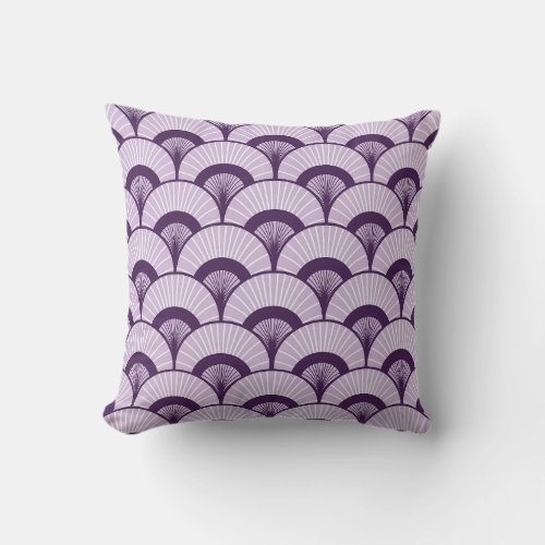 Navy Purple Art Deco Ocean Wave patterns Throw Pillow