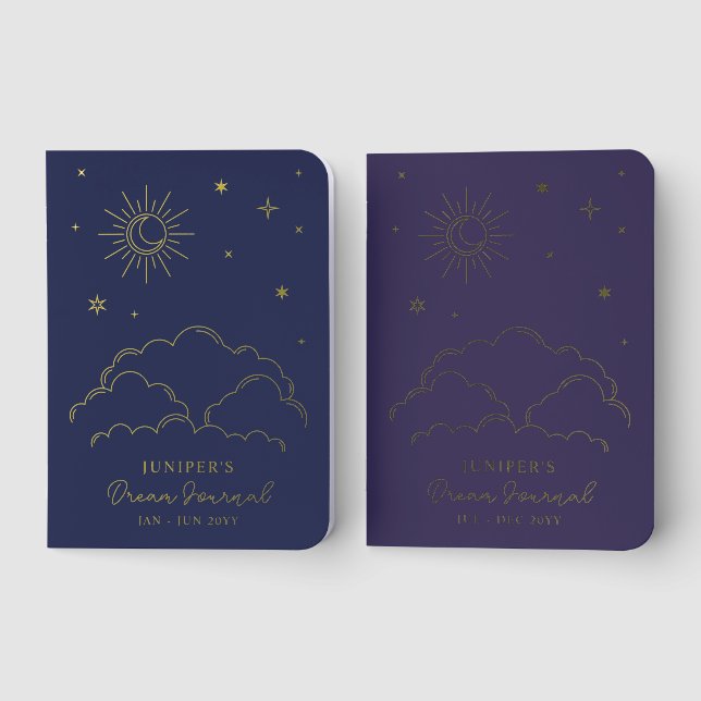 Navy Purple Elegant Celestial Sky Dream Journal (Front)