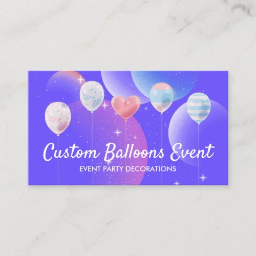Navy Purple Event Party Planner Decor Balloons Calling Card