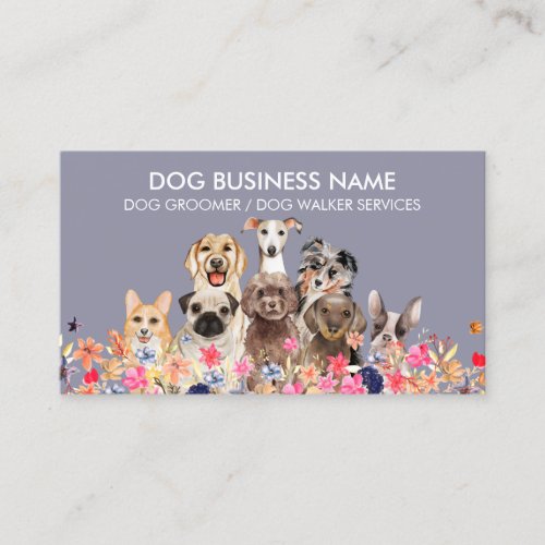 Navy Purple Pet Sitter Walker dog petcare Business Card