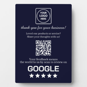 Navy QR Code   Google Business Review Display Plaque