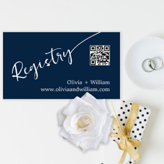 Navy QR Code Wedding Registry Enclosure Card (Creator Uploaded)