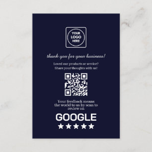 Navy QR   Google Review Business Link Enclosure Card
