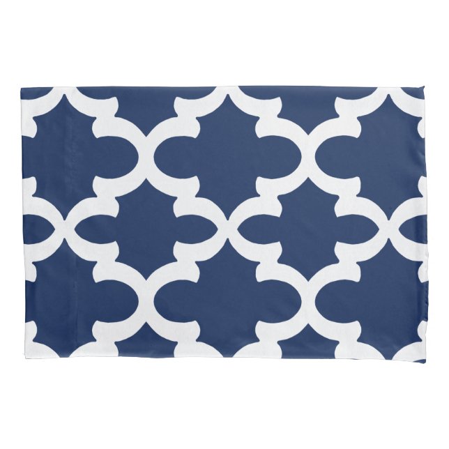 Navy Quatrefoil Pillow Cases (Front)