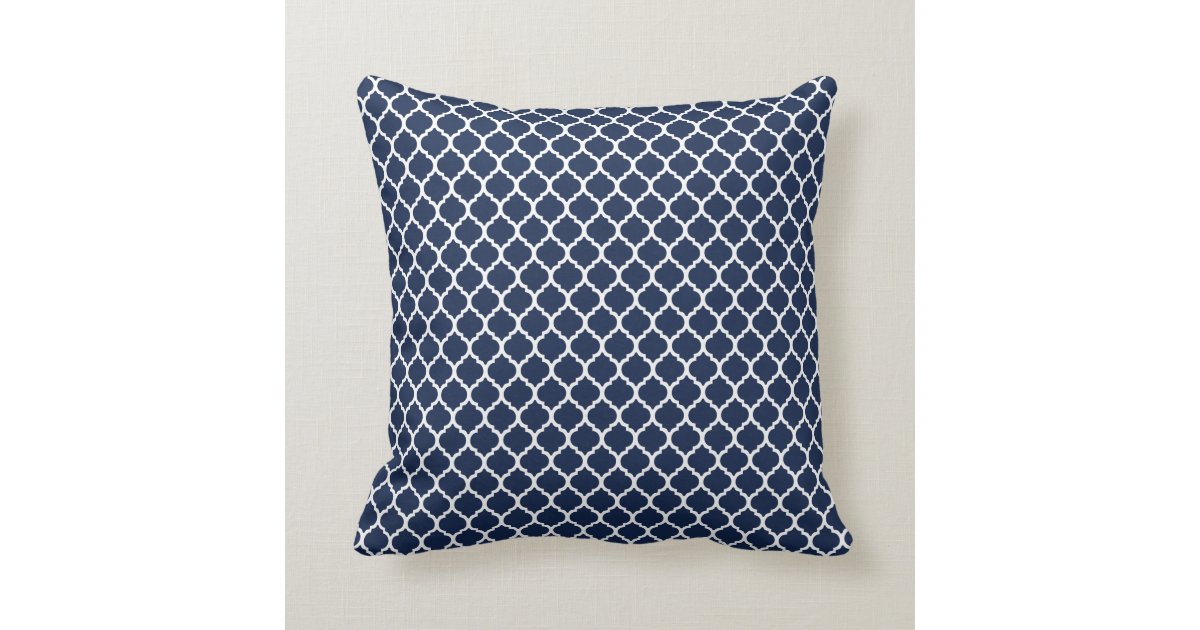 Navy Quatrefoil Throw Pillow
